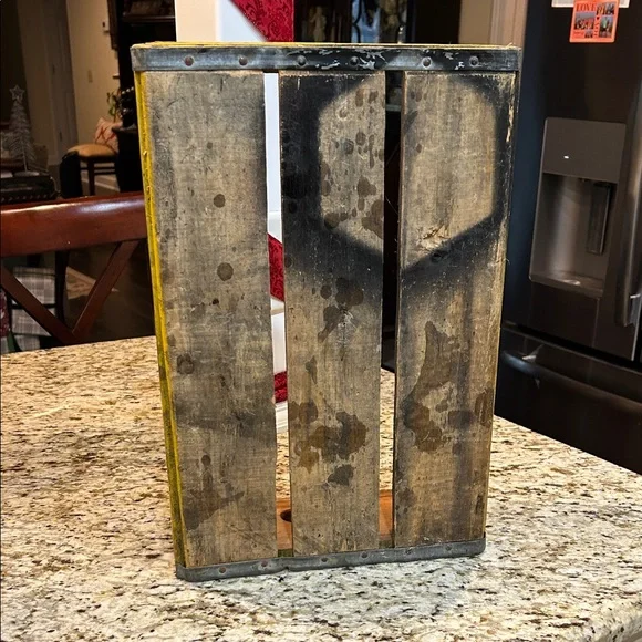 Vintage Coca-Cola Yellow and Red Wooden Crate Decor
